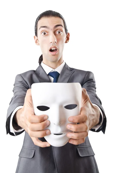 Conceito de espionagem industrial com empresário mascarado — Fotografia de Stock