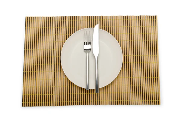 Płyta i naczynia na stół — Zdjęcie stockowe