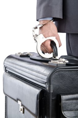 Man with briefcase and handcuffs clipart