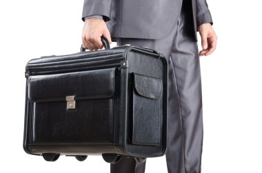 Businessman with suitcase travelling clipart