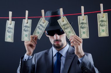 Criminal laundering dirty money clipart