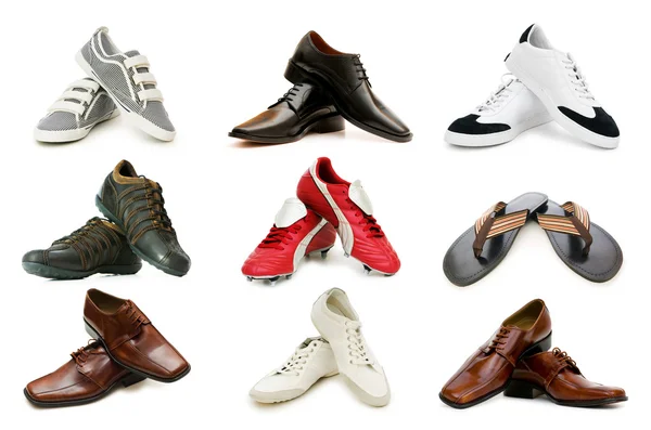 Vários sapatos isolados no branco — Fotografia de Stock
