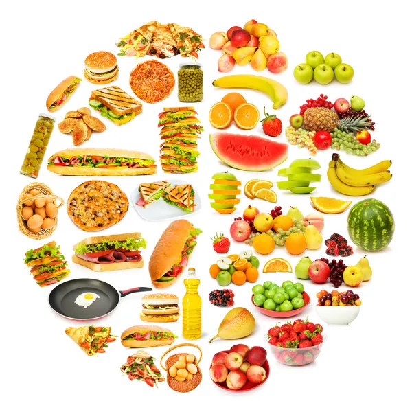 Kruh s velkým množstvím potravin — Stock fotografie