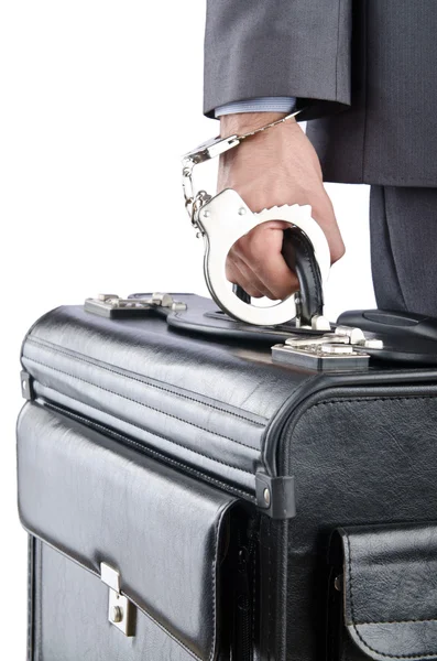 stock image Man with briefcase and handcuffs