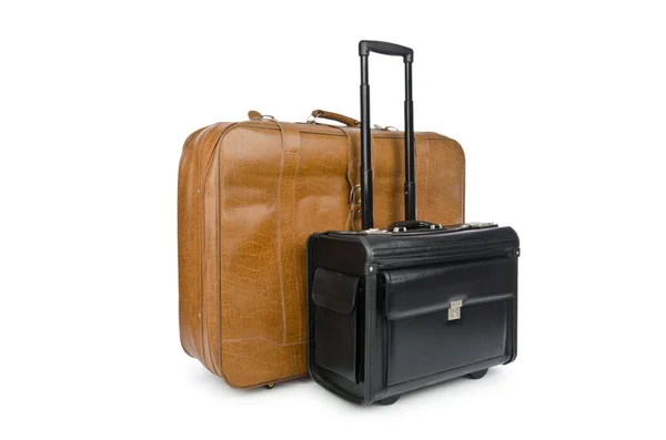白のスーツケースで旅行の概念 — ストック写真