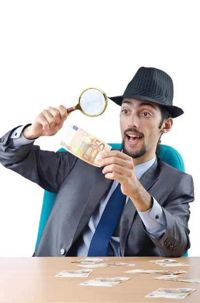 探偵の偽ドル紙幣検出 — ストック写真