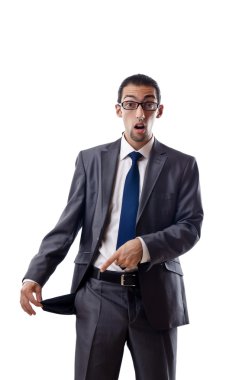 Businessman with empty pockets clipart