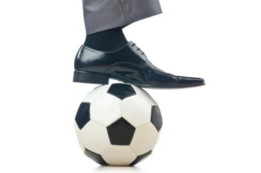 Football concept with businessman on white clipart