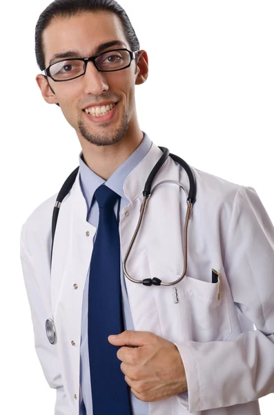 Médico masculino com estetoscópio isolado — Fotografia de Stock