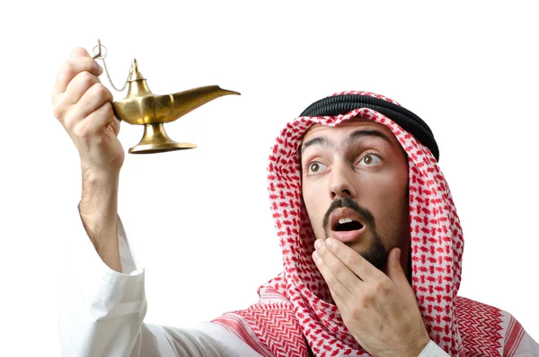 Arabský mladík s lampou — Stock fotografie