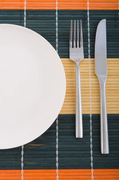 Served table with fork and knife — Stock Photo, Image