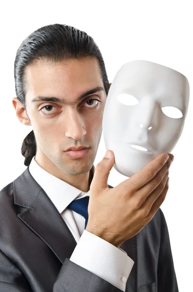Industrial espionage concept with masked businessman — Stock Photo, Image