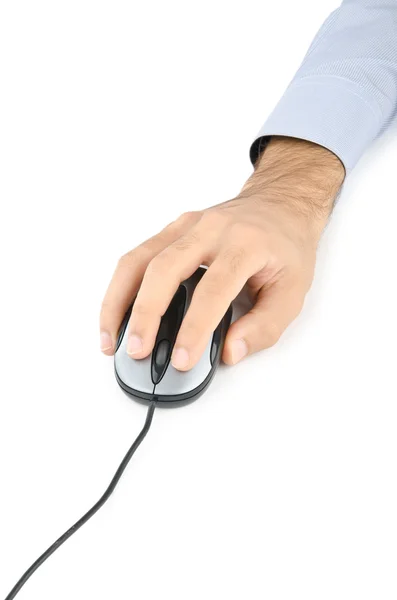 Hand working with computer mouse — Stock Photo, Image