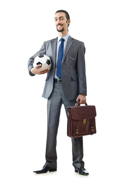 Fotbal koncept s podnikatelem na bílém pozadí — Stock fotografie