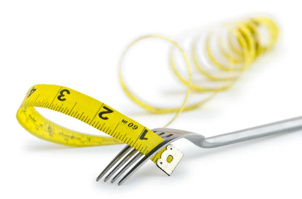 带叉子和计时器的节食概念 免版税图库图片