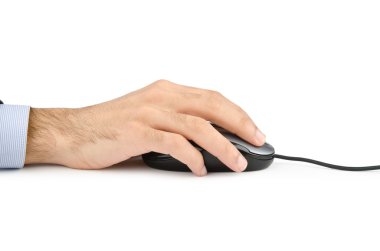 Hand working with computer mouse clipart