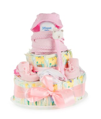 Cakes made of diapers on white clipart