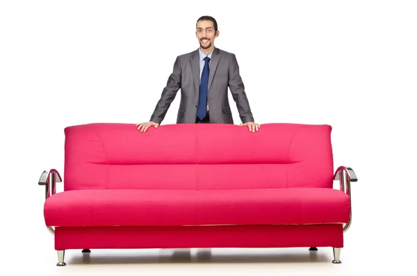 Az ember ül a kanapén — Stock Fotó