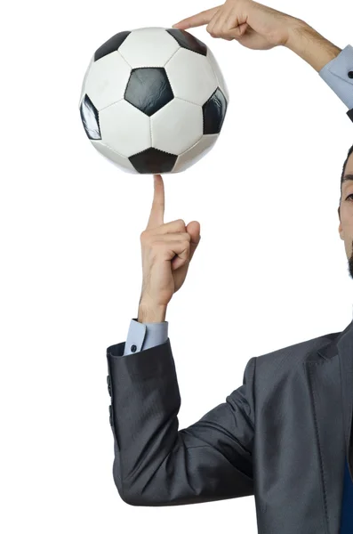 Concepto de fútbol con hombre de negocios en blanco —  Fotos de Stock