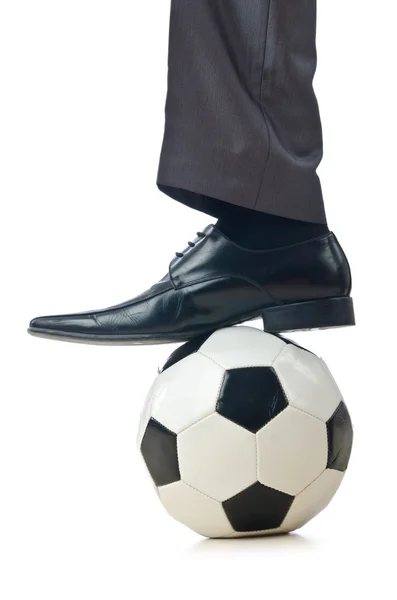 Koncepcja piłki nożnej z biznesmenem biały — Zdjęcie stockowe