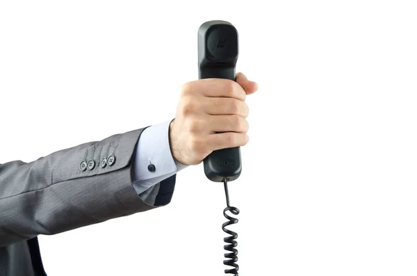 Beyaz telefon ile iletişim kavramı — Stok fotoğraf