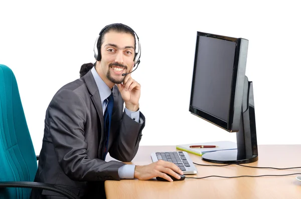 Callcenter-Mitarbeiter auf weiß — Stockfoto