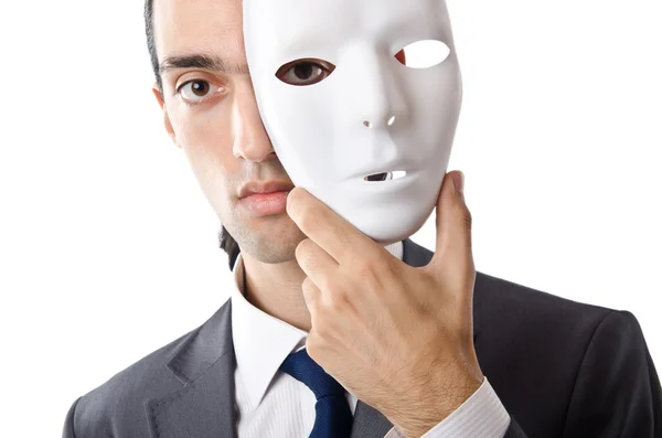 Industrial espionage concept with masked businessman — Stock Photo, Image