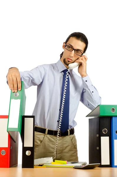 Biznesmen sfrustrowany w biurze — Zdjęcie stockowe