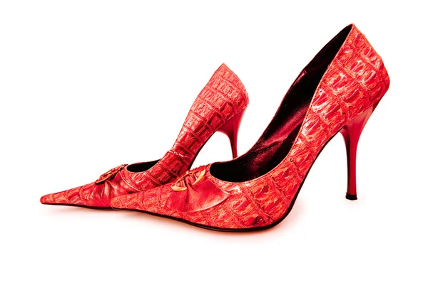 Красная женская обувь в концепции моды — стоковое фото