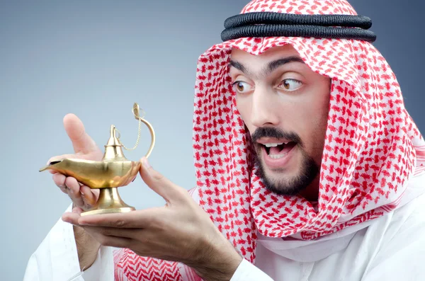 Arab and ancient golden lamp — Stock Photo, Image