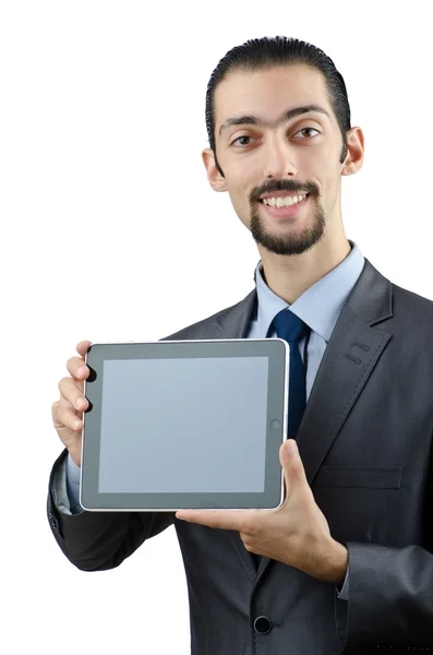 Biznesmen, pracując na komputerze typu tablet — Zdjęcie stockowe