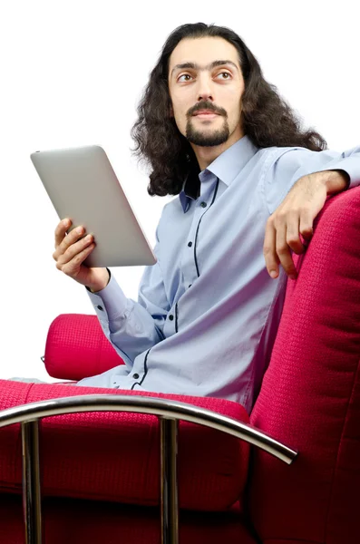 Estudante trabalhando no computador tablet — Fotografia de Stock