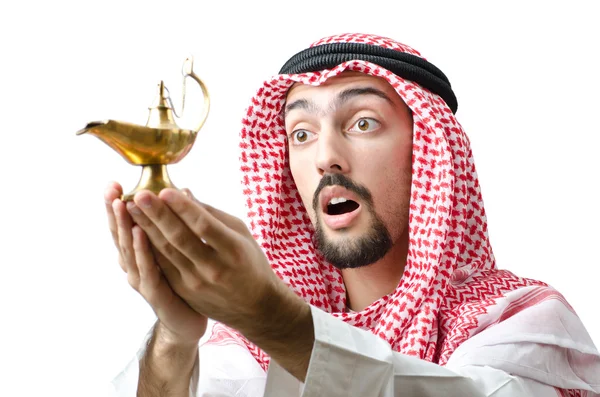 Árabe joven con lámpara — Foto de Stock