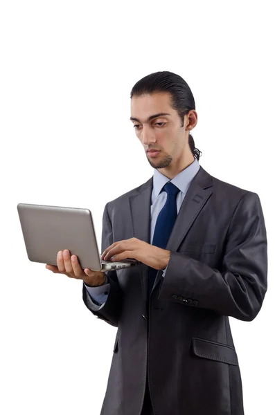 Бізнесмен працює на ноутбуку. — стокове фото