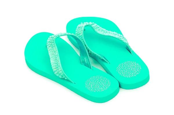 Letní barevné boty na bílém pozadí — Stock fotografie