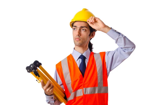 Joven trabajador de la construcción con sombrero duro — Foto de Stock