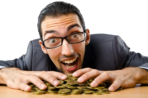 Businessman with golden coins — Stock Photo, Image