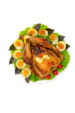 Turkey roasted and served in the plate clipart