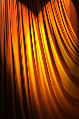 Brightly lit curtains in theatre concept clipart