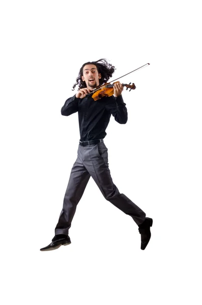 Violin player isolated on white — Stock Photo, Image