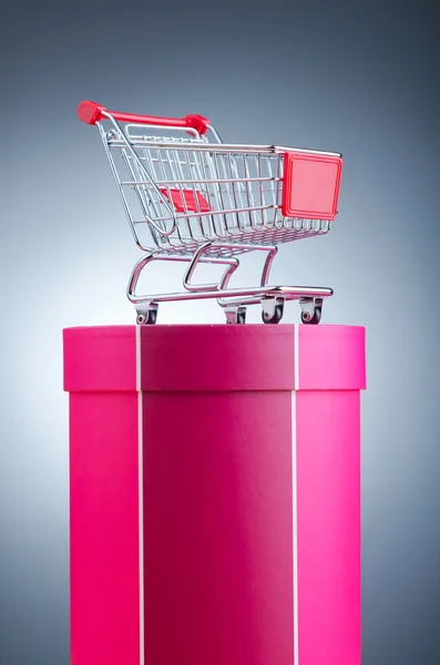 Christmas shopping concept with shopping cart — Stock Photo, Image