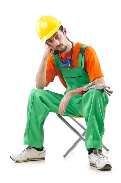 Construction worker isolated on white — Stock Photo, Image