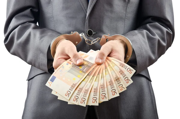 Mann mit Euro-Scheinen gefesselt — Stockfoto