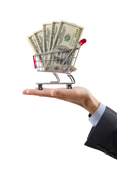 Shopping cart full of money — Stock Photo, Image