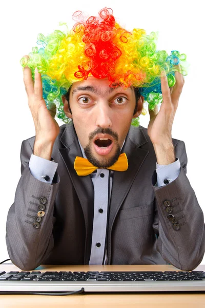 Clown Geschäftsmann isoliert auf dem weißen — Stockfoto