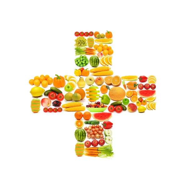 Алфавіт з багатьох фруктів і овочів — стокове фото