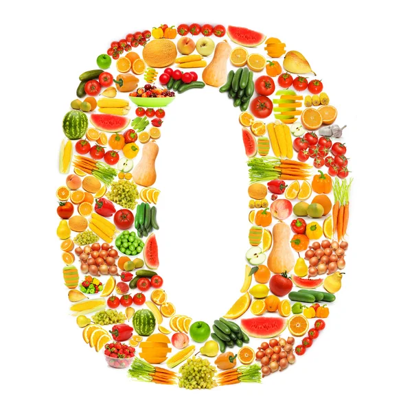 Alfabetet består av många frukter och grönsaker — Stockfoto