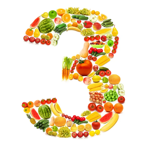 Alfabet gemaakt van veel groenten en fruit — Stockfoto