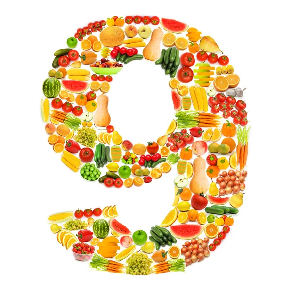 많은 과일과 채소로 만든 알파벳 — 스톡 사진