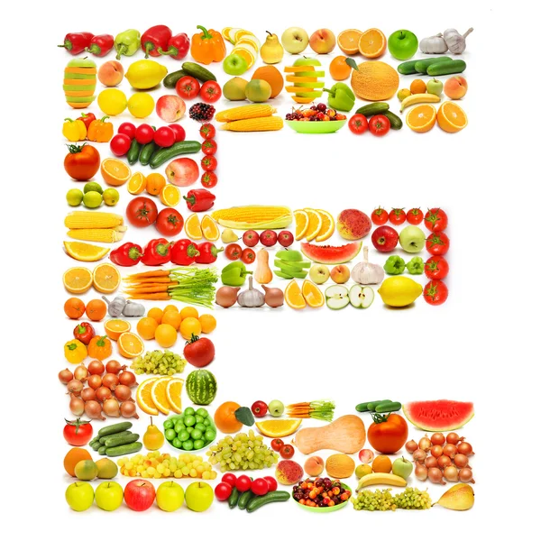 Alphabet made of many fruits and vegetables — Stock Photo, Image